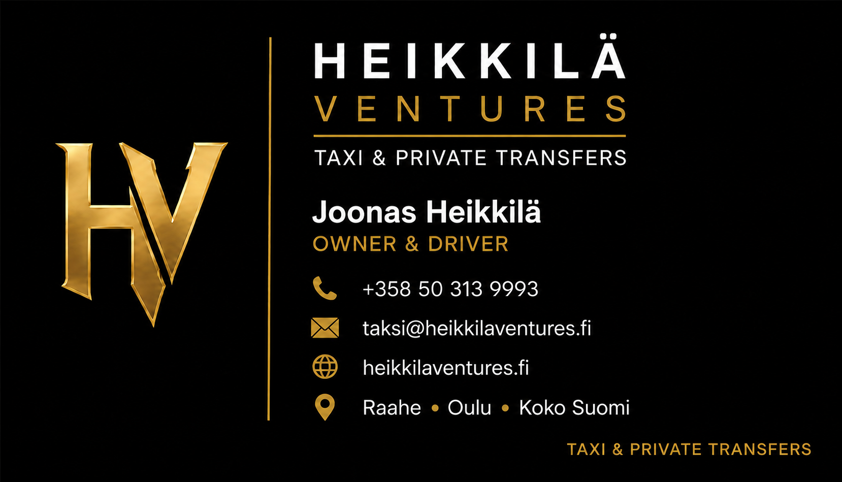 Heikkilä Ventures Oy – Taxi & Private Transfers, Joonas Heikkilä